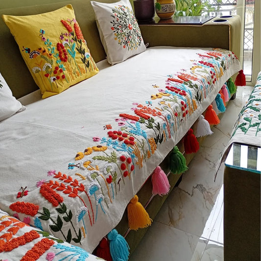 Hand- Embroidered Sofa Cover