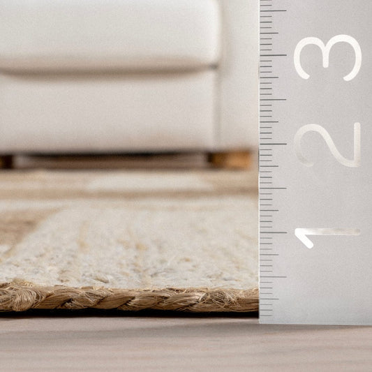 Florentina Geometric 4' x 6' Jute Area Rug for Dining Room Rug Neutral Rug Living Room Rug Kitchen, Natural/Ivory