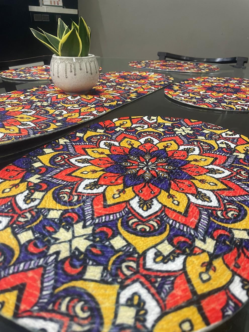 Table Mats Set of 6 with Table Runner - Non Slip, Heat Resistant, Jute Cotton Blend for Dining Room Decor