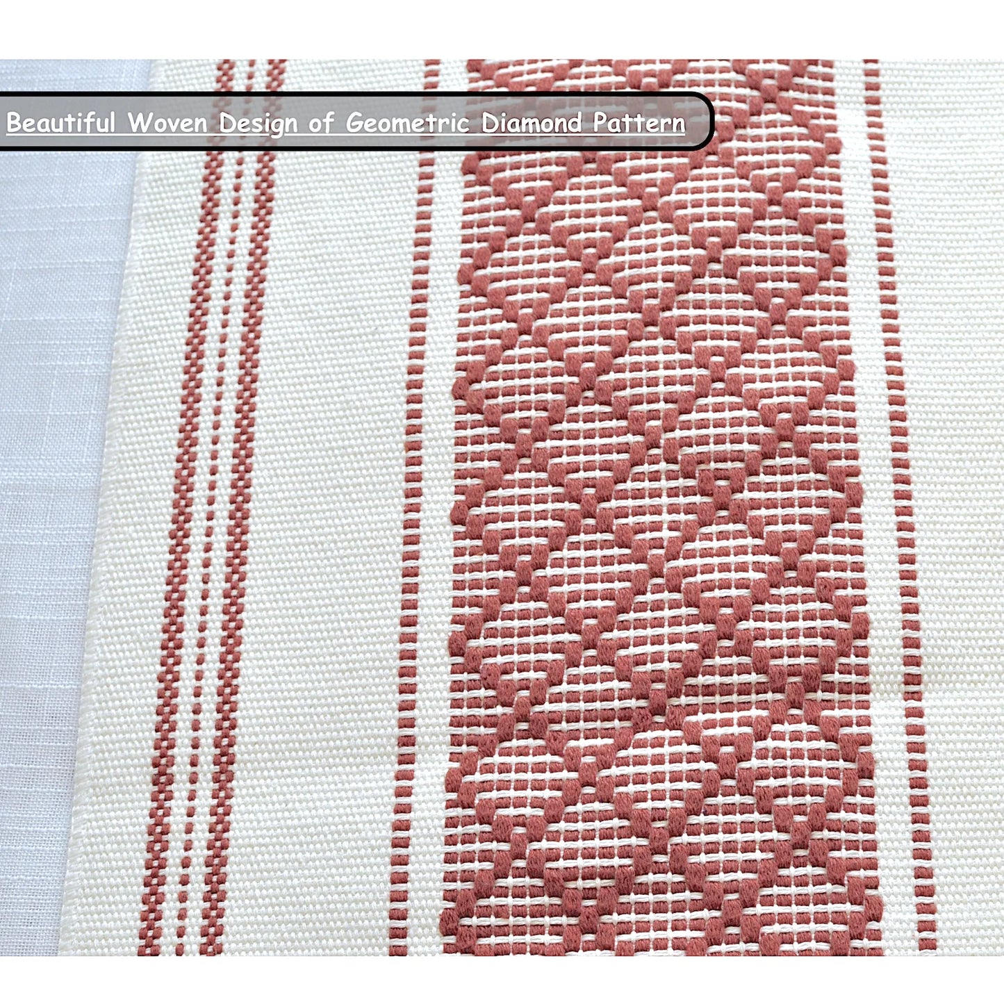 Boho Dining Table Runner with Tassels 16 x 72 Inches, Rust Brown and Cream | Boho Dresser Scarf / Farmhouse Cotton Woven Console Table or Buffet Top Cover