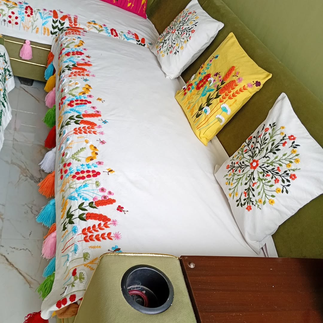 Hand- Embroidered Sofa Cover