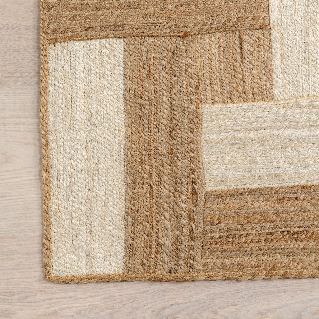 Florentina Geometric 4' x 6' Jute Area Rug for Dining Room Rug Neutral Rug Living Room Rug Kitchen, Natural/Ivory