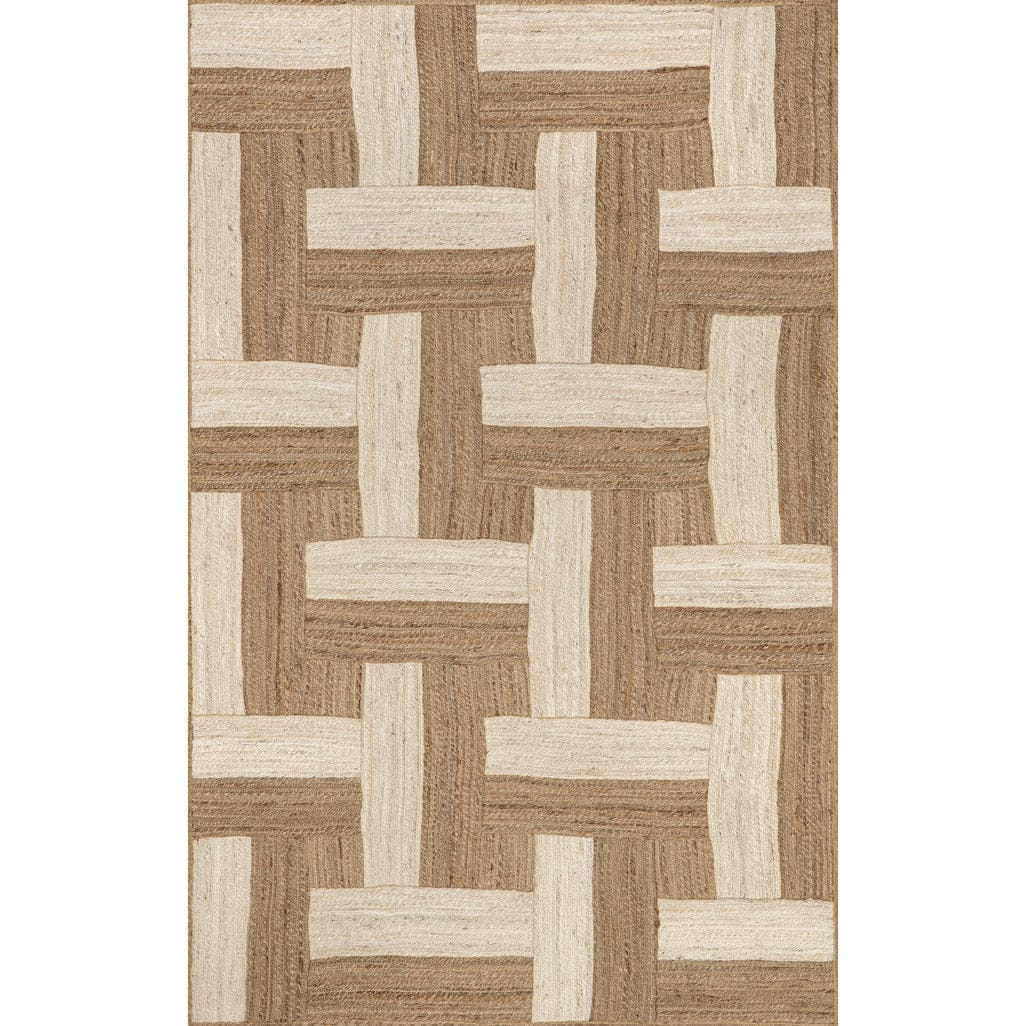 Florentina Geometric 4' x 6' Jute Area Rug for Dining Room Rug Neutral Rug Living Room Rug Kitchen, Natural/Ivory